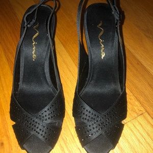 Nina Shoes Camille Black Luster Heels
